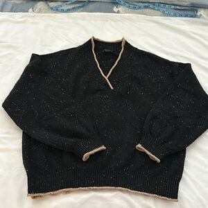 Ann Taylor factory black V-neck sweater size large
